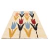 Original Persian Wool Kilim Rug Handwoven in Kerman Floral Cream