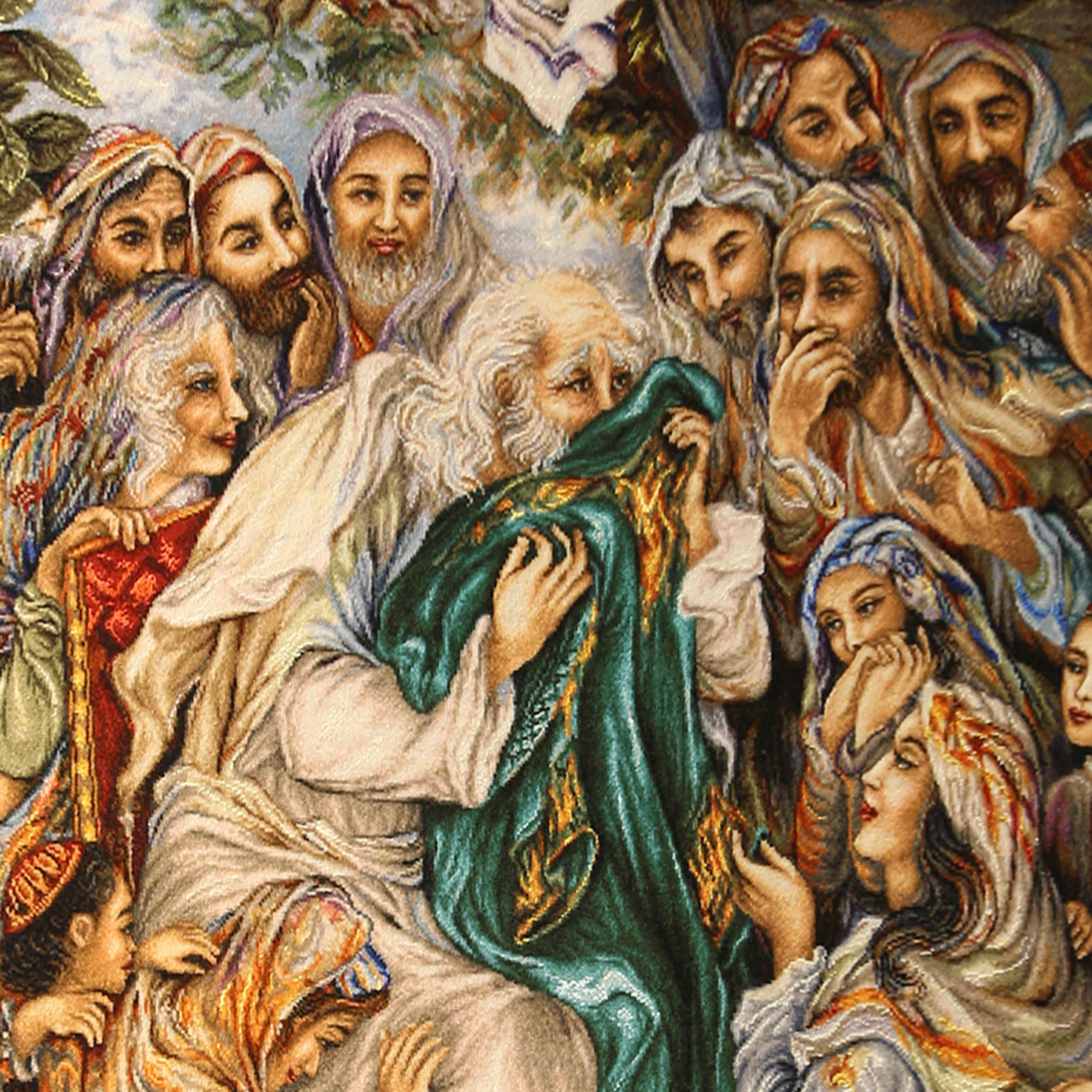 Hand-Knotted Persian Pictorial Rug from Tabriz Depicting Prophet Joseph with Jacob’s Shirt Scent of the Beloved