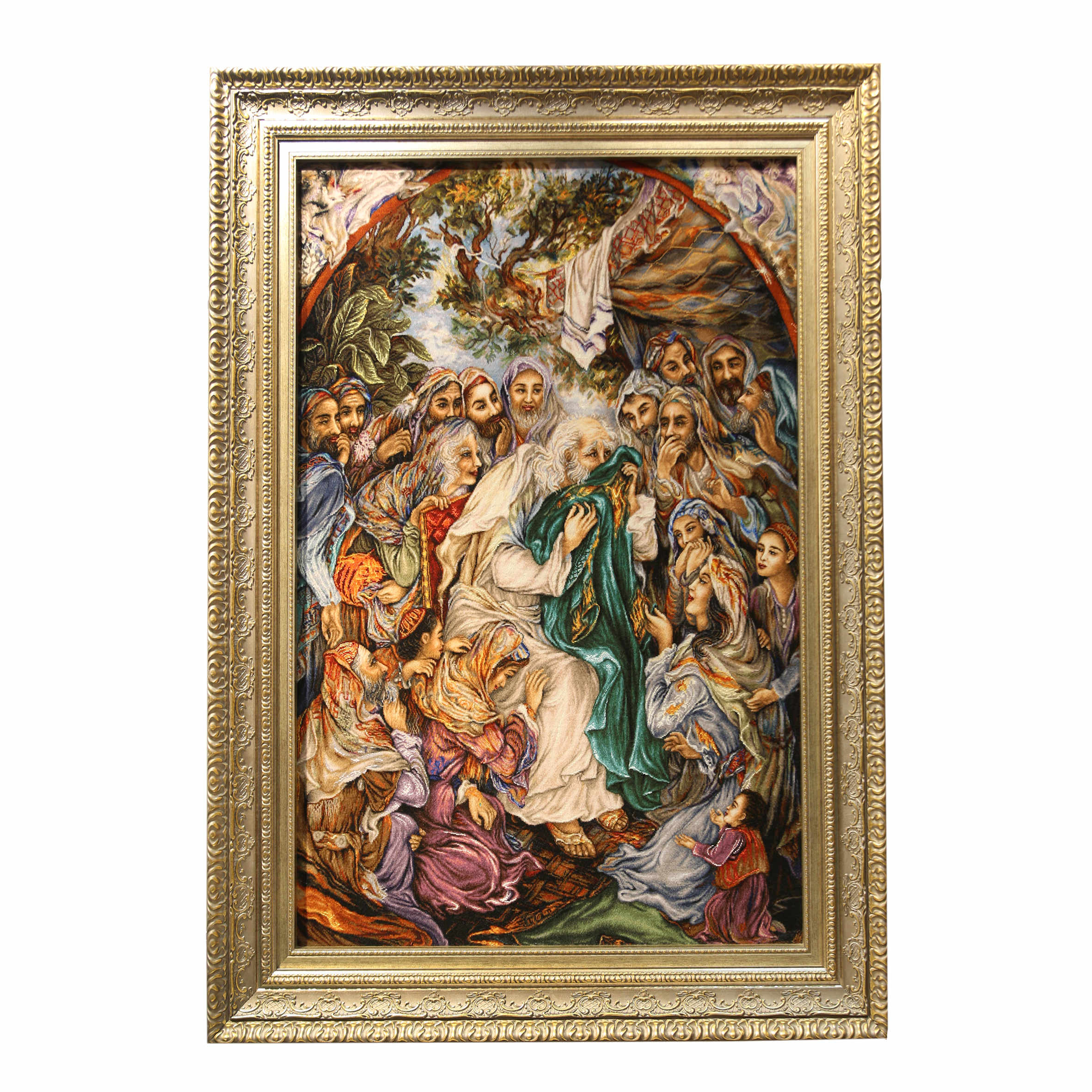 Hand-Knotted Persian Pictorial Rug from Tabriz Depicting Prophet Joseph with Jacob's Shirt Scent of the Beloved