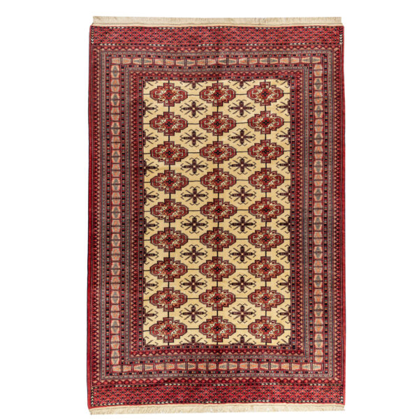 Persian Carpet with Wool Hand-Knotted Genuine in Golestan Torkaman Red