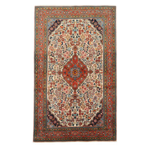 Persian Carpet with Wool Hand-Knotted Original in Malayer Floral Red