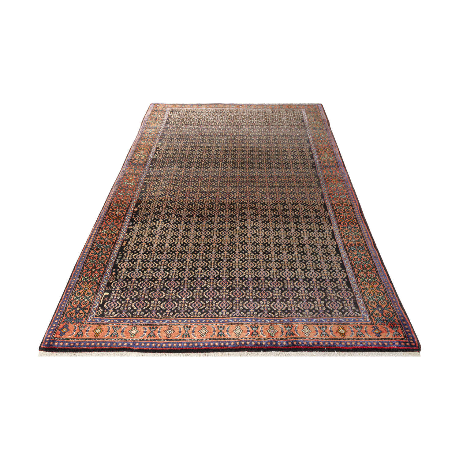 Persian Carpet with Wool Original Hand-Knotted in Kurdistan Herati Brown