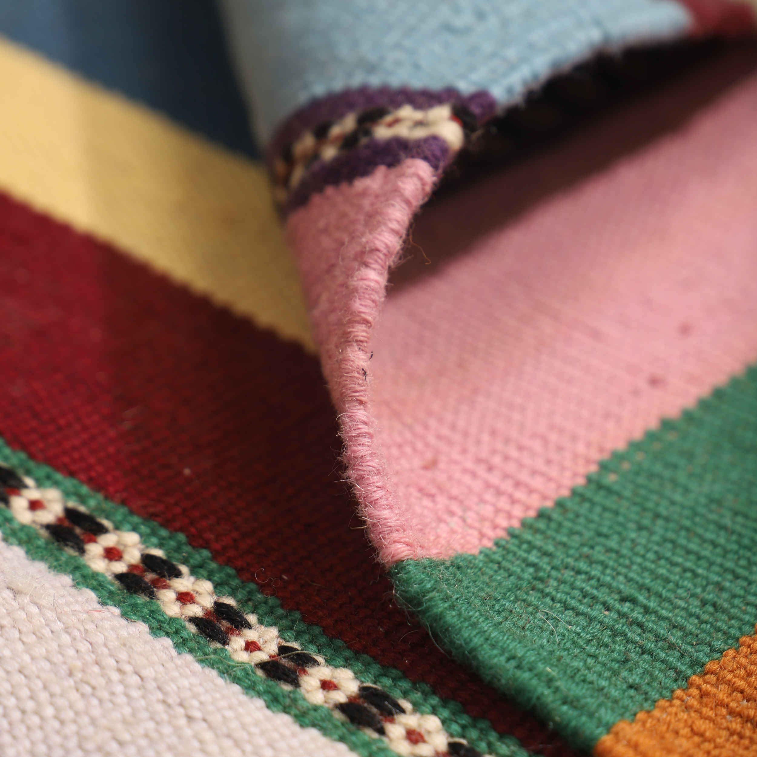 Genuine Persian Wool Kilim Rug Handwoven Striped