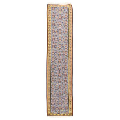 Genuine Persian Wool Kilim Runner Rug Handwoven in Sanandaj Blue