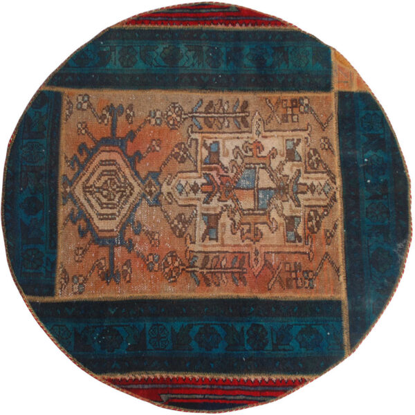 Vintage Persian Hand-Knotted Patchwork Carpet Brown & Green