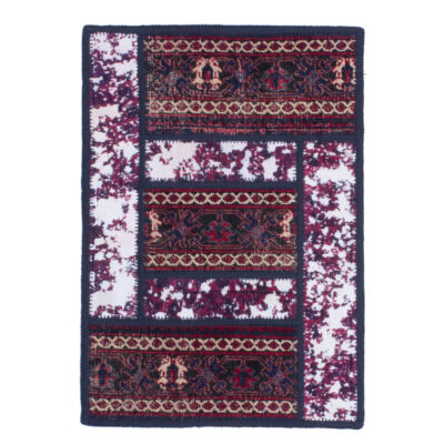 Vintage Persian Hand-Knotted Patchwork Carpet Crimson