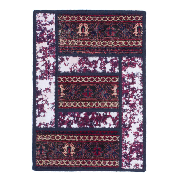 Vintage Persian Hand-Knotted Patchwork Carpet Crimson