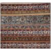 Vintage Persian Hand-Knotted Patchwork Carpet Striped Brown