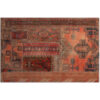 Vintage Persian Hand-Knotted Patchwork Carpet Brick Red