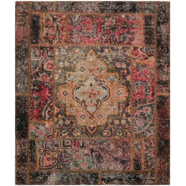 Vintage Persian Hand-Knotted Patchwork Carpet  Tabriz Orange