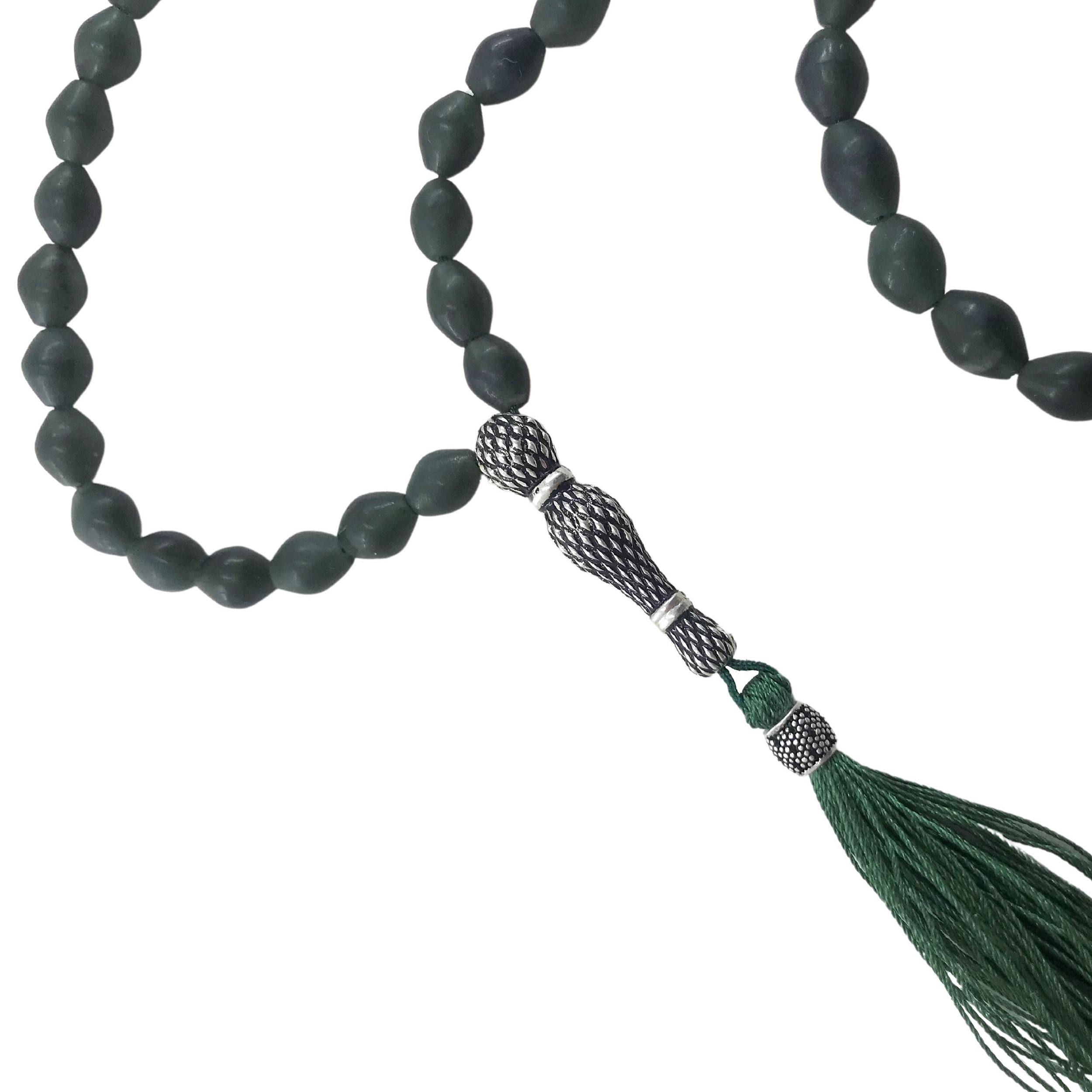 Islamic Afghan Shah Maghsoud Rosary Crafted with 101 Prayer Beads Tasbih Dark Green
