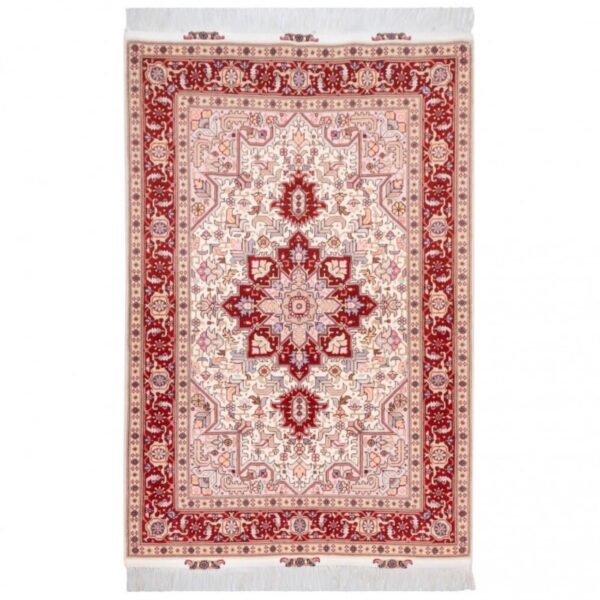 Persian Silk Carpet Hand-Knotted Original in Tabriz Lachak Toranj Red
