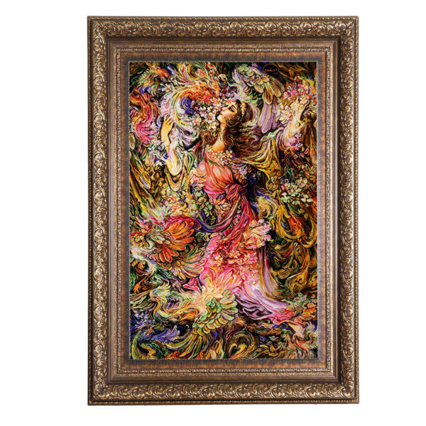 Hand-Knotted Persian Wall Hanging Rug from Tabriz Depicting Miniature