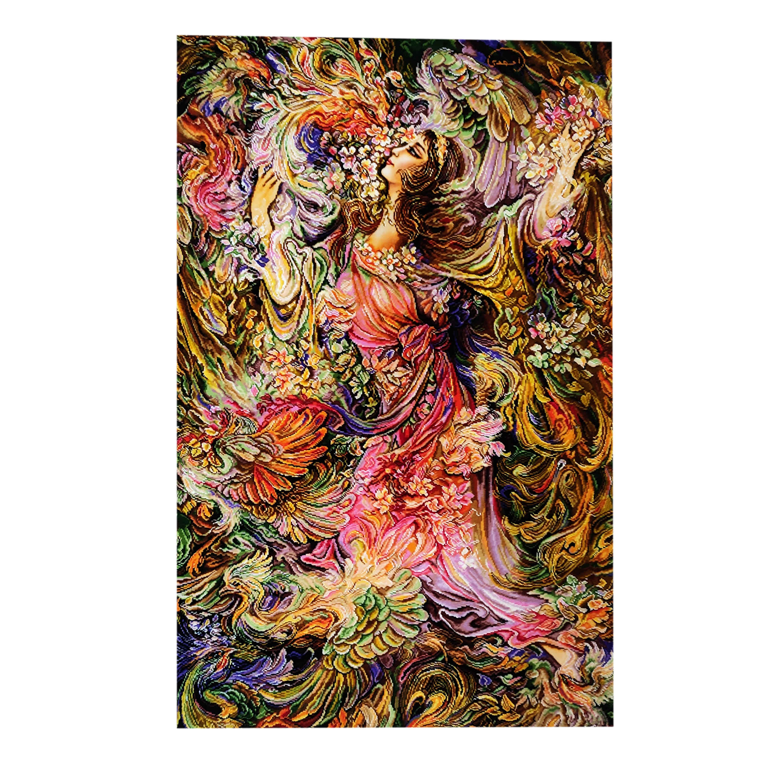 Hand-Knotted Persian Wall Hanging Rug from Tabriz Depicting Miniature