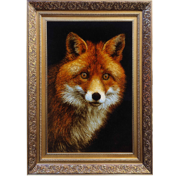 Hand-Knotted Persian Pictorial Rug from Tabriz Depicting Red Fox