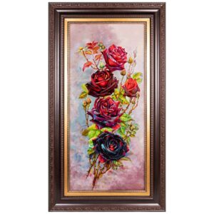 Persian Silk Carpet Wall Art Hand-Knotted in Tabriz Rose Flowers