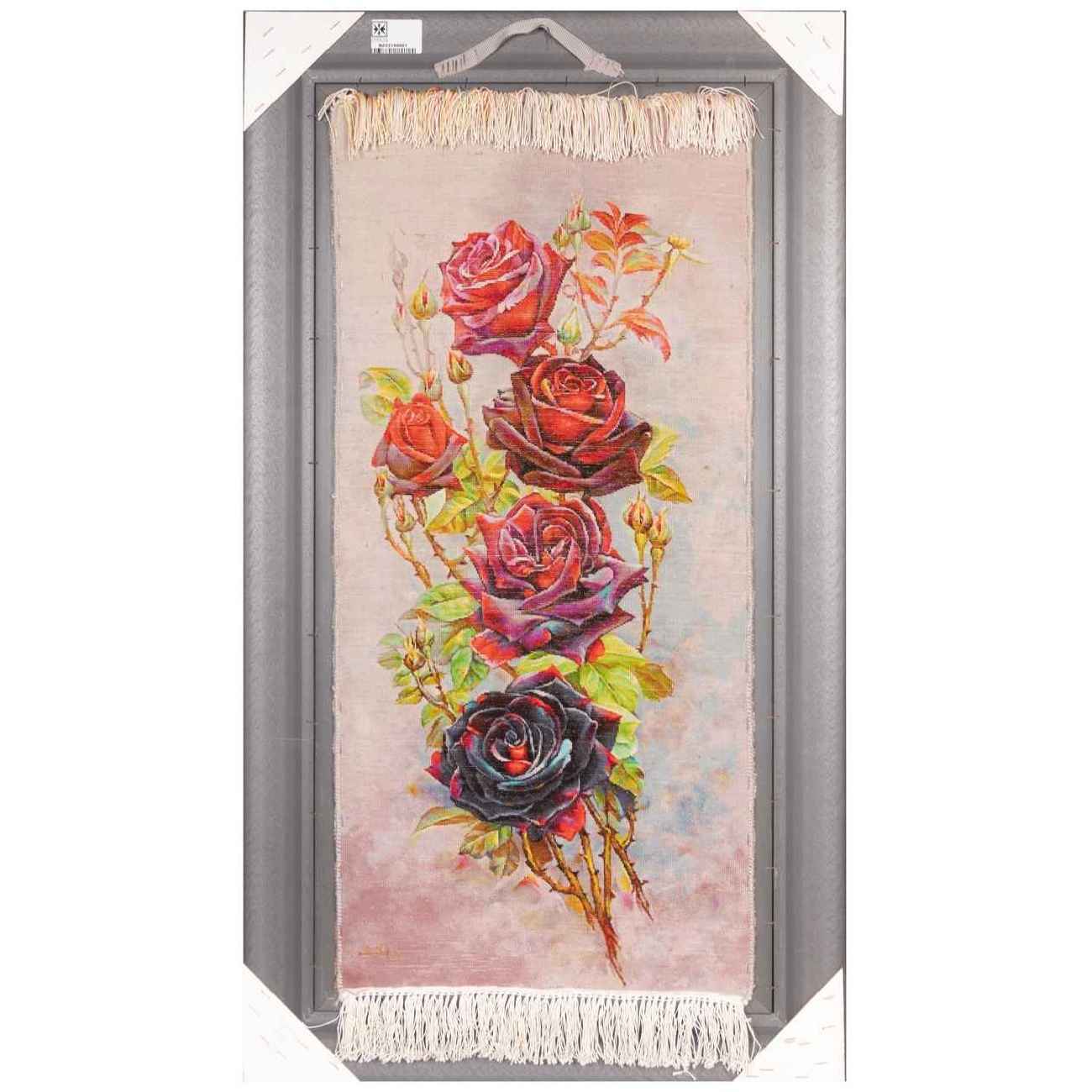 Hand-Knotted Persian Pictorial Rug from Tabriz Depicting Rose Flowers