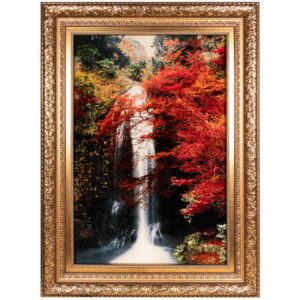 Persian Silk Carpet Wall Art Hand-Knotted in Tabriz Waterfall