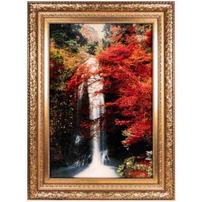 Hand-Knotted Persian Pictorial Rug from Tabriz Depicting Waterfall