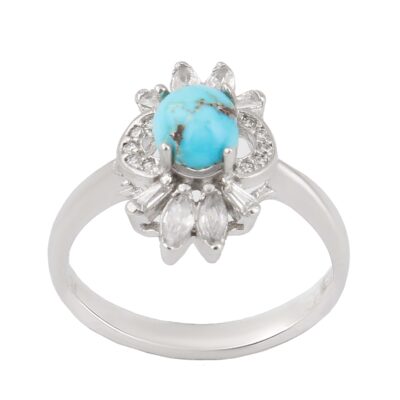 Persian Neyshabur Turquoise Silver Ring Handcrafted