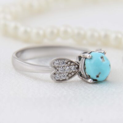 Persian Neyshabur Turquoise Silver Ring Handcrafted Sahar