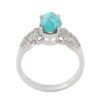 Persian Silver Ring for Women with Neyshabur Turquoise Rhodium Plating