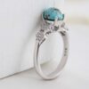 Persian Silver Ring for Women with Neyshabur Turquoise Rhodium Plating