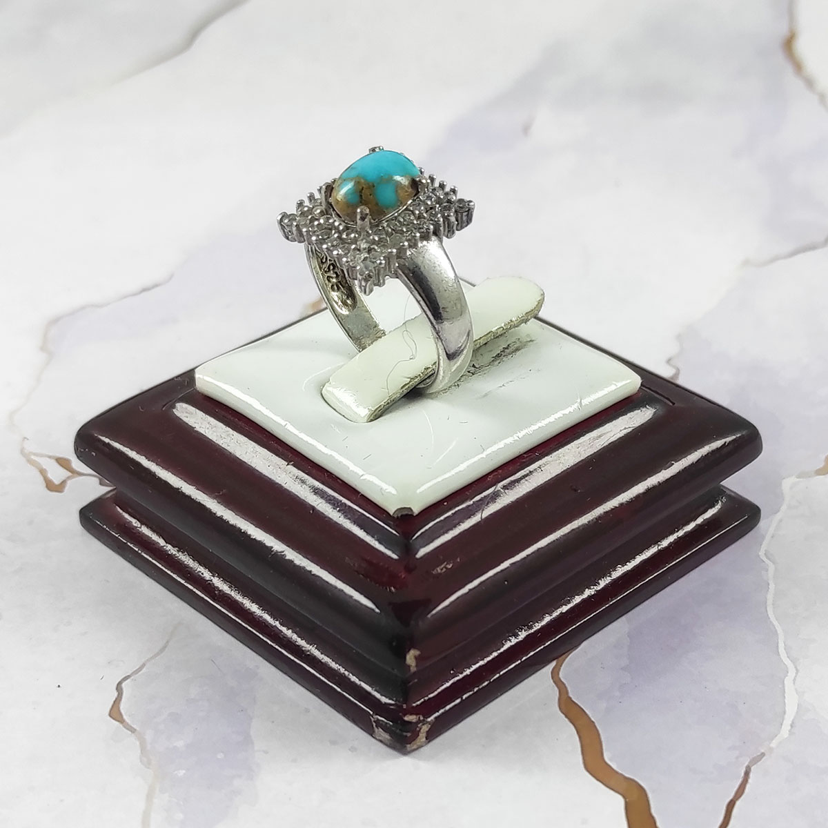 Persian Neyshabur Turquoise Silver Ring Handcrafted for Women Sara