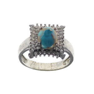 Persian Silver Ring for Women with Neyshabur Turquoise