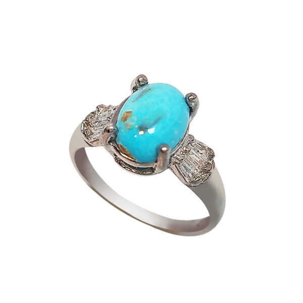Persian Silver Ring for Women with Neyshabur Turquoise Tamana