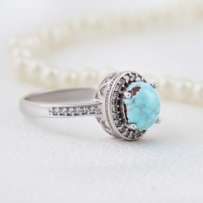 Persian Neyshabur Turquoise Silver Ring Handcrafted Hana
