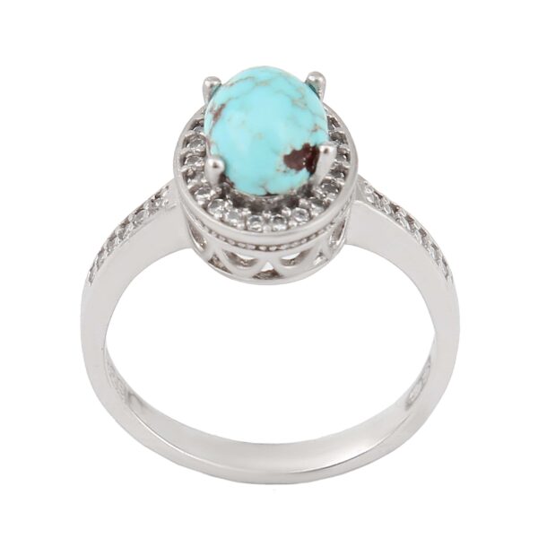 Persian Neyshabur Turquoise Silver Ring Handcrafted Hana