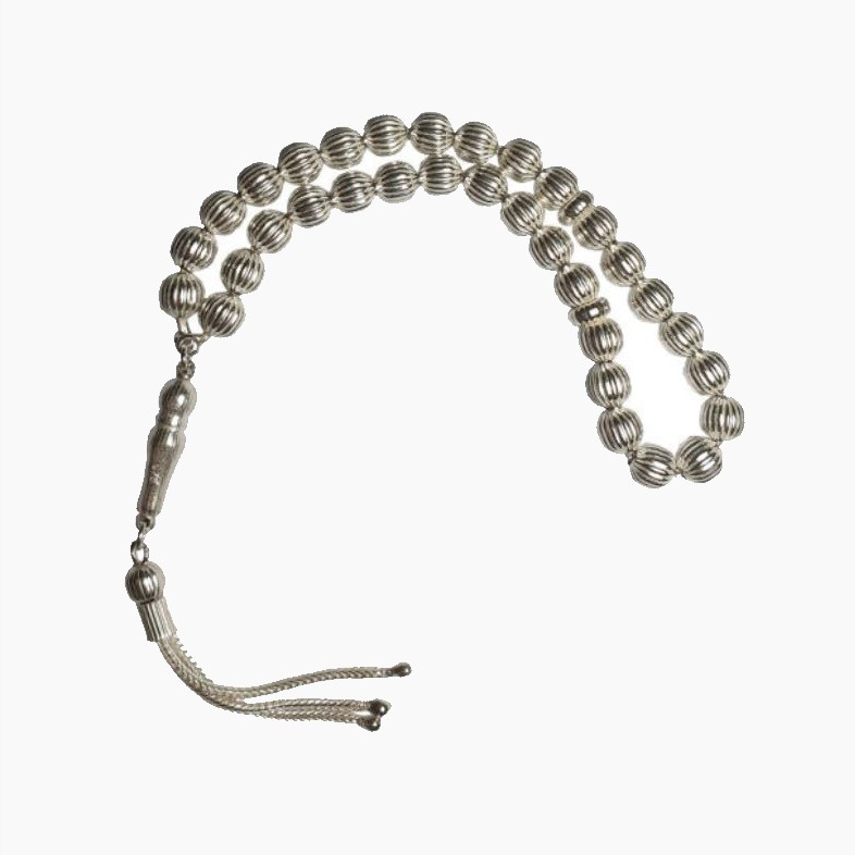 Islamic Silver Rosary with 33 Prayer Beads Tasbih Zahir