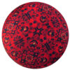 Traditional Red Persian Footstool with Wooden Legs and Velvet Fabric Artemis