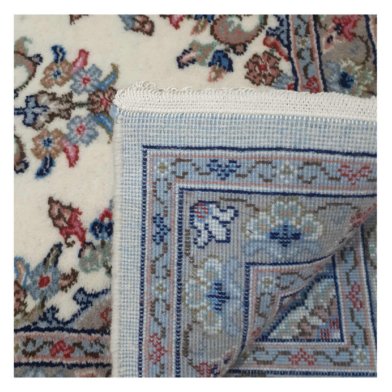 Persian Wool Carpet Hand-Knotted Original Bordered Floral