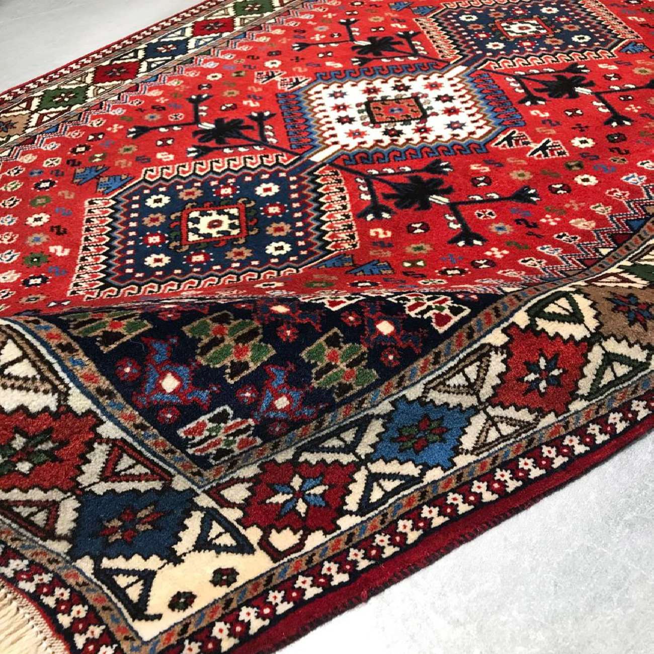 Persian Wool Carpet Original Hand-Knotted in Fars Tribal Red