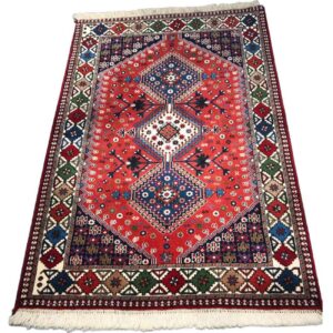 Persian Wool Carpet Original Hand-Knotted in Fars Tribal Red