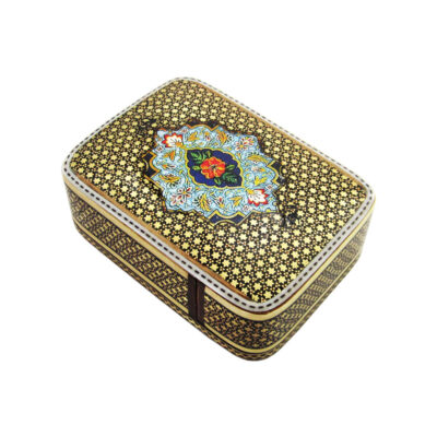 Persian Wooden Playing Card Box – Khatam Enameled with Magnetic Closure