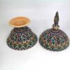 Handcrafted Persian Pottery Sugar Bowl with Lid - Minakari Enameled Artistic Sky