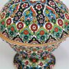 Handcrafted Persian Pottery Sugar Bowl with Lid - Minakari Enameled Artistic Sky