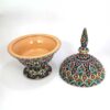 Handcrafted Persian Pottery Sugar Bowl with Lid - Minakari Enameled Artistic Sky