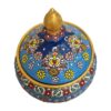Handcrafted Persian Pottery Sugar Bowl with Lid - Minakari Enameled Artistic Elegance