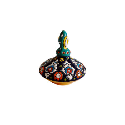 Handcrafted Persian Pottery Sugar Bowl with Lid – Minakari Enameled Artistic