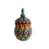 Handcrafted Persian Pottery Sugar Bowl with Lid - Minakari Enameled Artistic