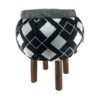Round Velvet Footstool with Wooden Legs