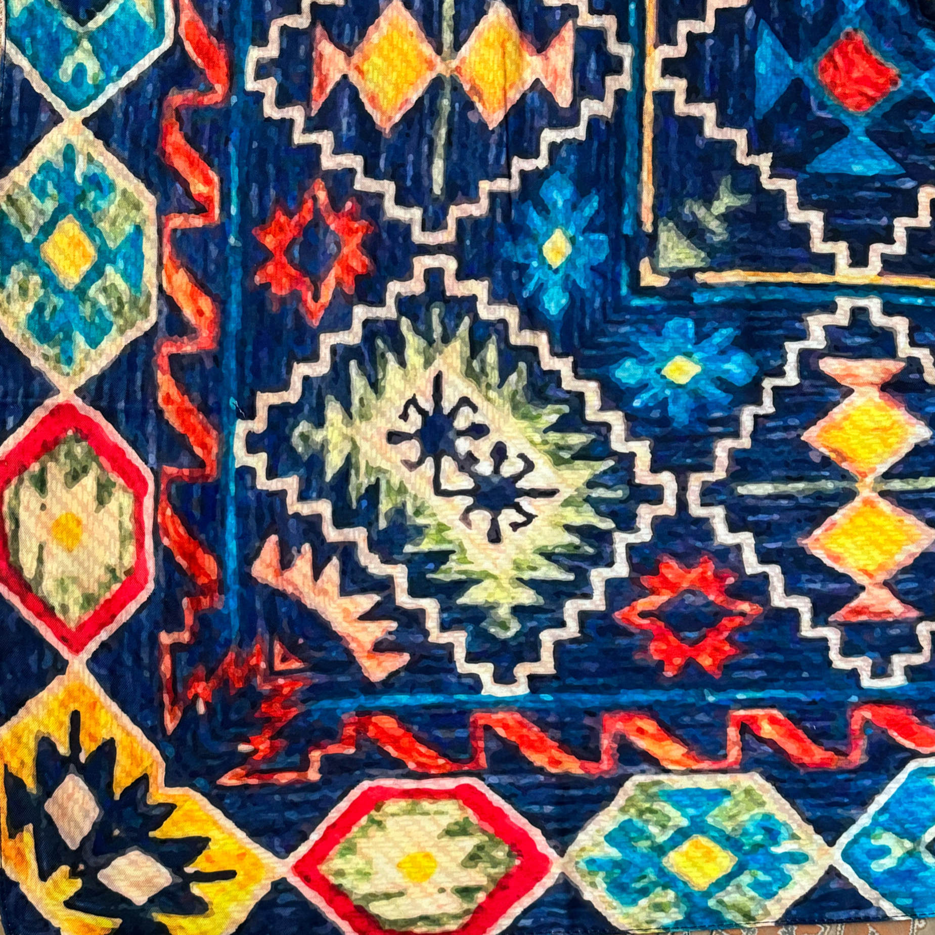 Traditional Scarf for Women – Kilim Design, Navy Blue