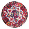 Traditional Red Persian Footstool with Wooden Legs and Velvet Fabric