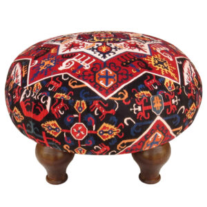 Traditional Velvet Footstool Inspired by Persian Art