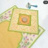 Velvet Islamic Prayer Mat Janamaz for Muslims Floral Yellow
