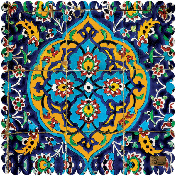 Velvet Tablecloth Persian Elegance in Tile Blue